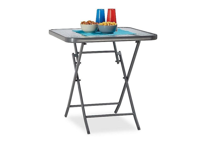 relaxdays Balkonset Balkontisch klappbar mit Glas STRUK günstig online kaufen