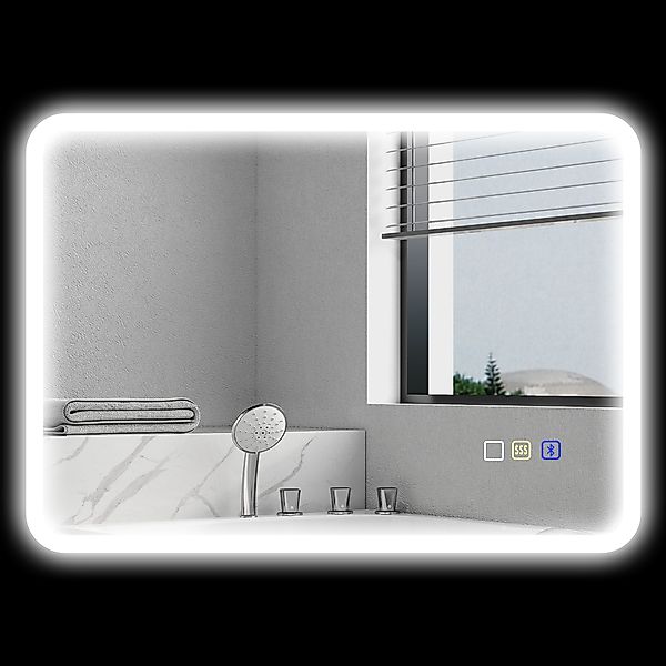 HOMCOM Badezimmerspiegel mit Bluetooth 50 x 70 cm, beleuchteter LED-Badezim günstig online kaufen