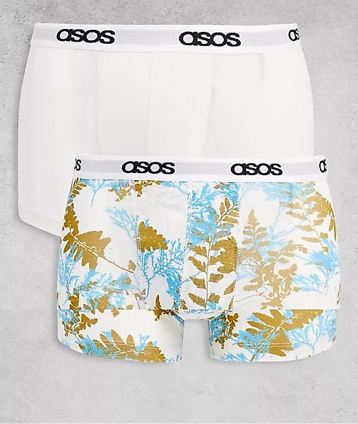 ASOS DESIGN – 2er-Pack Unterhosen mit Blumenprint-Mehrfarbig günstig online kaufen