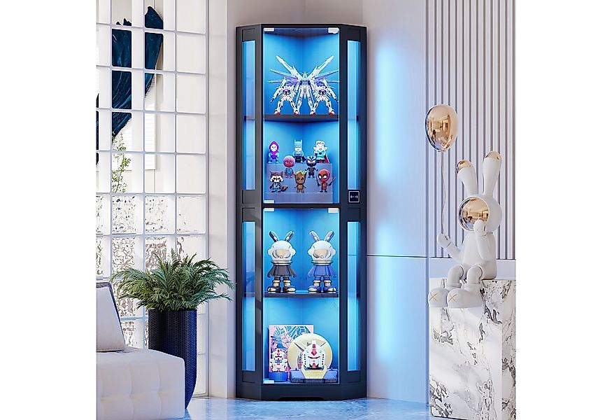 BROTTAR Eckvitrine 4-stöckiger Eckglasanzeigeschrank mit LED -Leuchten (1-S günstig online kaufen