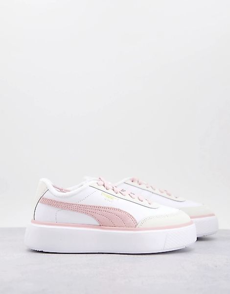 Puma – Oslo Maja – Sneaker aus Wildleder in Weiß und Pastellrosa günstig online kaufen