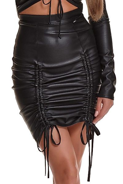Demoniq Minirock Schwarzer Kunstleder Rock matt günstig online kaufen