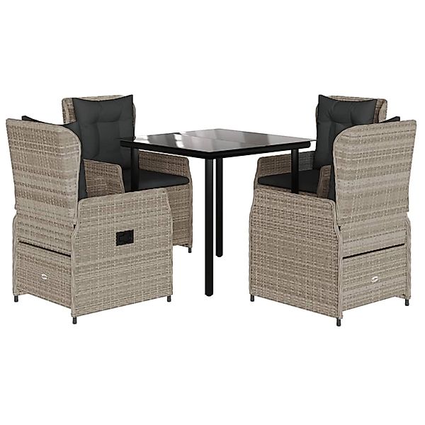 vidaXL 5-Tlg Garten-Essgruppe mit Kissen Hellgrau Poly Rattan 3262904 günstig online kaufen