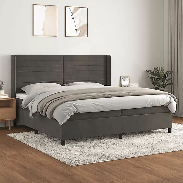 Vidaxl Boxspringbett Mit Matratze Dunkelgrau 200x200 Cm Samt günstig online kaufen