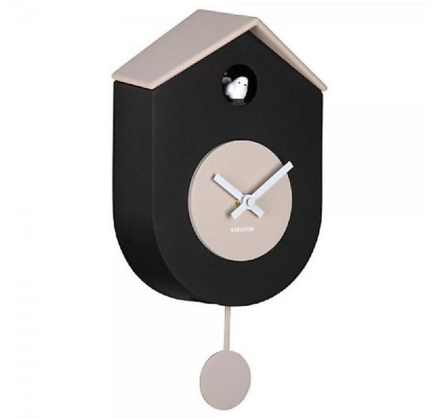 Karlsson Uhr Kuckucksuhr Wall Clock Grato Cuckoo Black Warm Grey günstig online kaufen