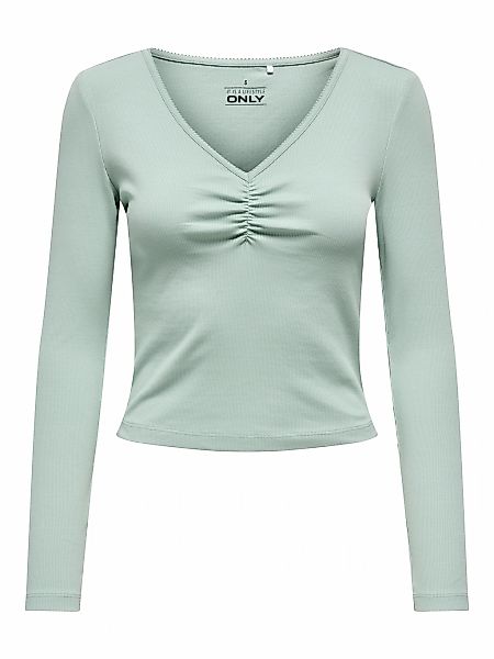 ONLY Langarmshirt "ONLBETTY LIFE L/S SCALLOP V-NECK CC JRS" mit Raffung am günstig online kaufen