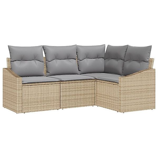 vidaXL Loungesofa 4-teiliges Garten-Esszimmer-Set mit Kissen Beigefarbenes günstig online kaufen