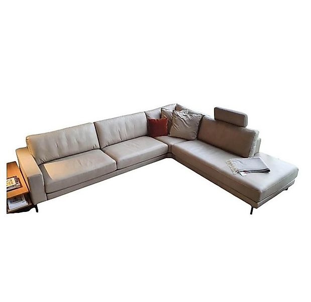 Rolf Benz Ecksofa Ecksofa Ego Leder Stone Grey mit Nackenrolle günstig online kaufen