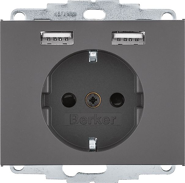 Berker Steckdose SCHUKO/USB K.x, anthrazit mt. 48037006 günstig online kaufen