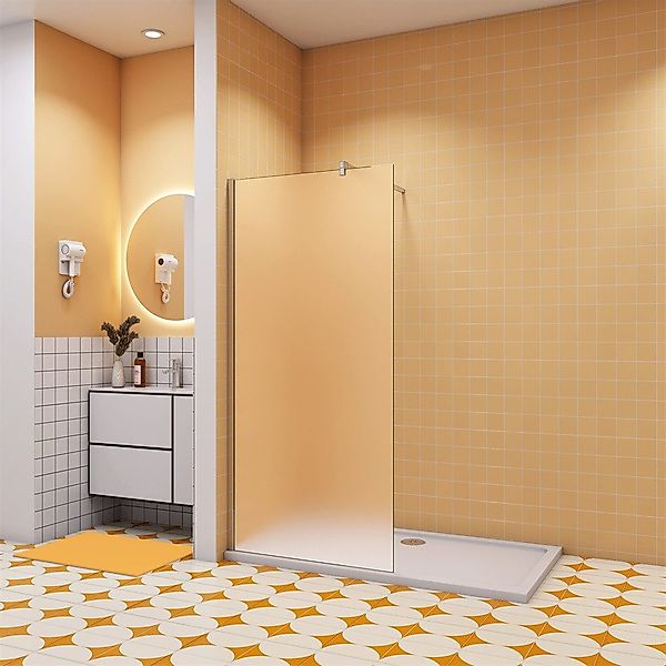 Duschparadies Duschwand 10mm Milchglas Glaswand Walk in Dusche mit günstig online kaufen