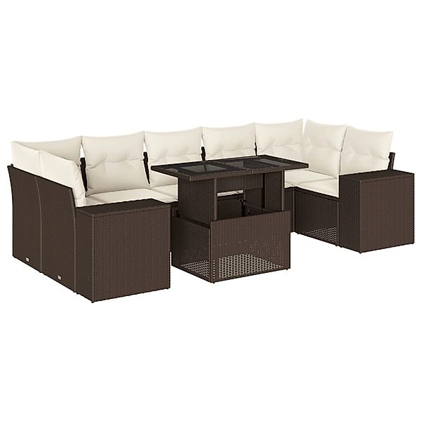 vidaXL 8-Tlg Garten-Sofagarnitur mit Kissen Braun Poly Rattan 3269043 günstig online kaufen