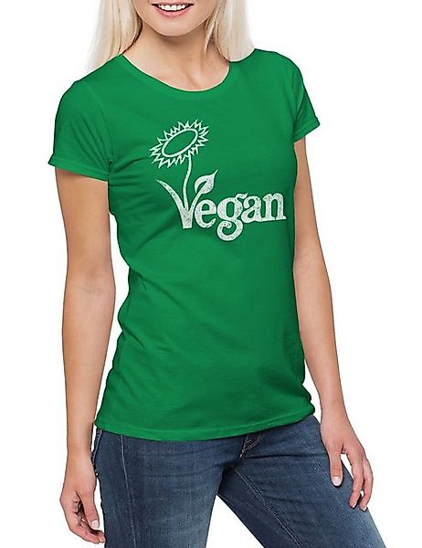 Urban Backwoods Print-Shirt Vintage Logo Vegan Damen T-Shirt Veganismus Veg günstig online kaufen