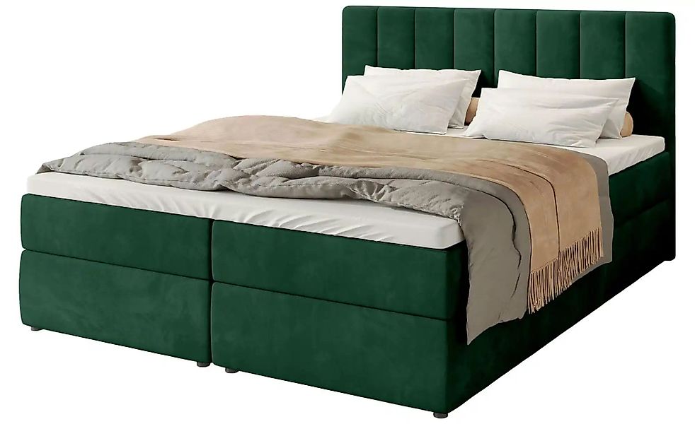 Boxbett mit Bettkasten und Topper Devora ¦ grün ¦ Maße (cm): B: 140 H: 102 günstig online kaufen