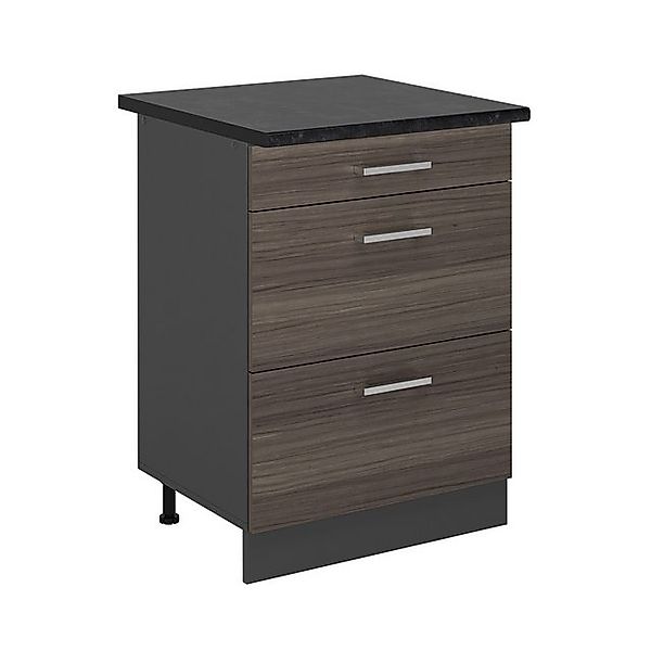 Vicco Unterschrank R-Line, Edelgrau/Anthrazit, 60 cm mit Schubladen, AP Ant günstig online kaufen