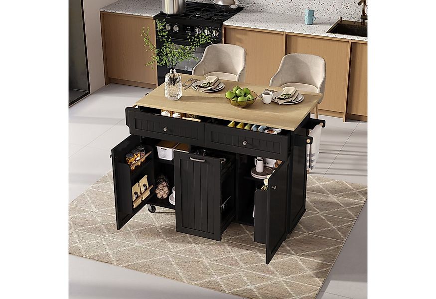 Flieks Küchenwagen mit erweiterbarer Arbeitsplatte, Rollen & Massivholzbein günstig online kaufen