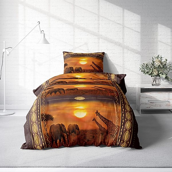 One Home Bettwäsche Afrika Savanne, Mikrofaser, günstig online kaufen
