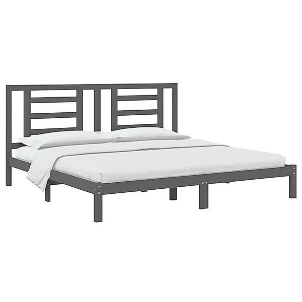 vidaXL Bett Massivholzbett Grau Kiefer 200x200 cm günstig online kaufen