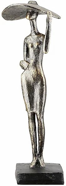 Casablanca by Gilde Dekofigur »Skulptur Frau Lady mit Hut bronzefarben H. 3 günstig online kaufen
