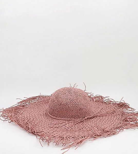 South Beach – Hut mit ausgefranster Kante aus Stroh in Rosa günstig online kaufen