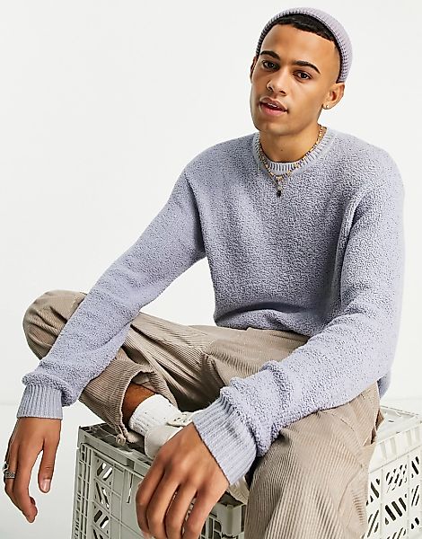 ASOS DESIGN – Oversize-Pullover aus flauschigem Garn in Flieder-Violett günstig online kaufen