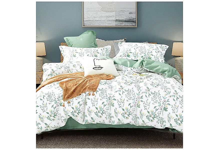 KEAYOO Bettwäsche HXM, 4 teilig, Rosa Blumenmuster Bettwäsche Baumwolle mit günstig online kaufen