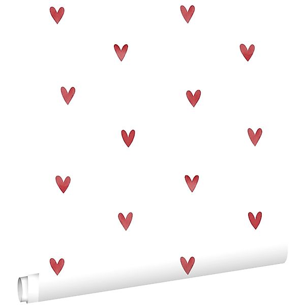 ESTAhome Tapete Herzchen Weiß und Rot 50 x 900 cm günstig online kaufen