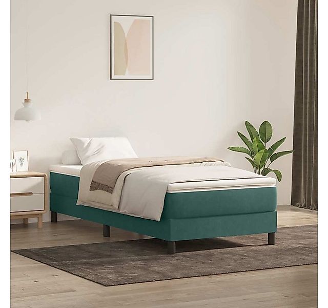 vidaXL Boxspringbett, Boxspringbett mit Matratze Dunkelgrün 80x220 cm Samt günstig online kaufen
