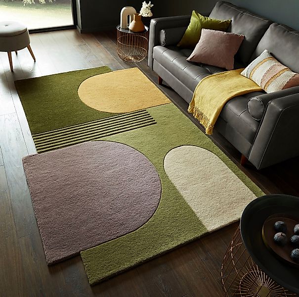 FLAIR RUGS Wollteppich "Lozenge mit abstraktem Retro-Design" rechteckig 10 günstig online kaufen