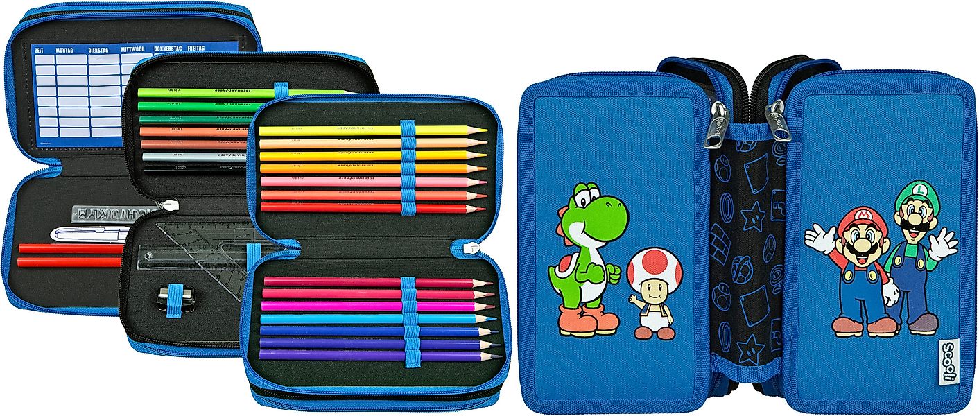 Scooli Federmäppchen Tripledecker, Super Mario, befüllt, günstig online kaufen
