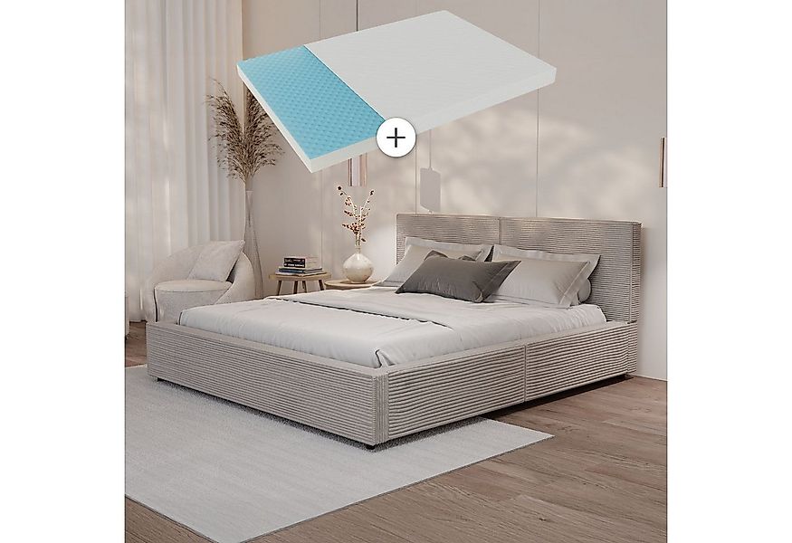 Juskys Polsterbett Salerno, Cord Design, bis 500 kg belastbar, Pflegeleicht günstig online kaufen
