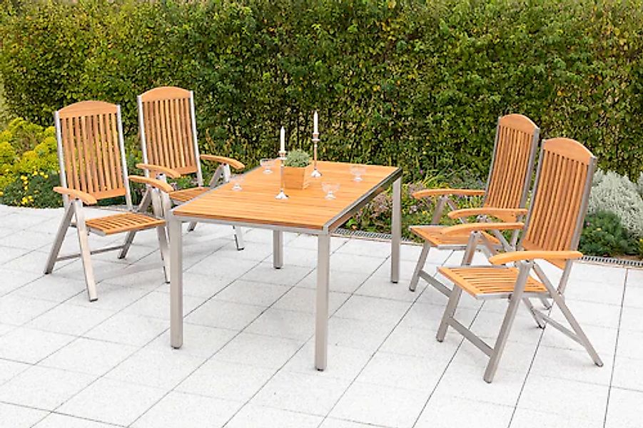 MERXX Garten-Essgruppe »Keros« 5 Stk. tlg. 4 Klappsessel mit Tisch günstig online kaufen