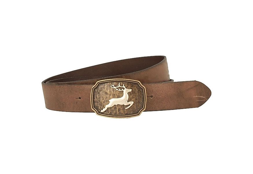 Breiter Ledergürtel Trachten mit springendem Hirsch günstig online kaufen
