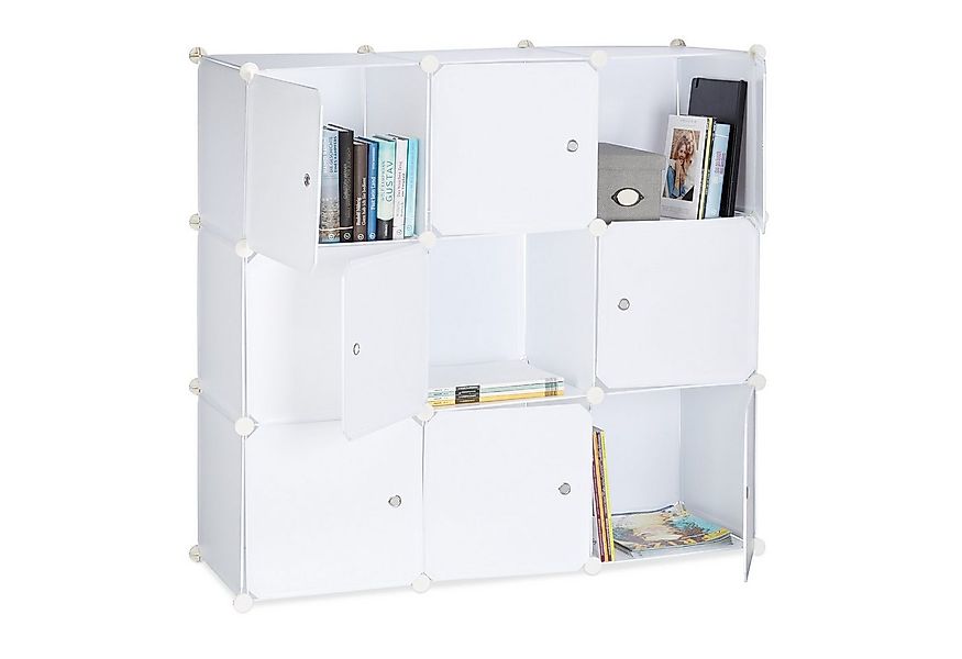 relaxdays Steckregal Regalsystem mit Türen, weiß günstig online kaufen