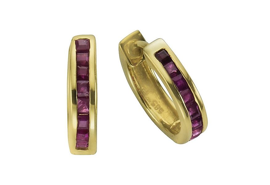 Fascination by Ellen K. Paar Creolen Gold 585 mit 16 natürlichen Rubinen 12 günstig online kaufen