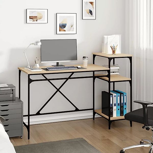 Vidaxl Schreibtisch Mit Regal Sonoma-eiche 135x50x90 Cm Holzwerkstoff günstig online kaufen