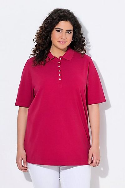 Ulla Popken T-Shirt Poloshirt Piqué Polokragen Samt-Knopfleiste günstig online kaufen