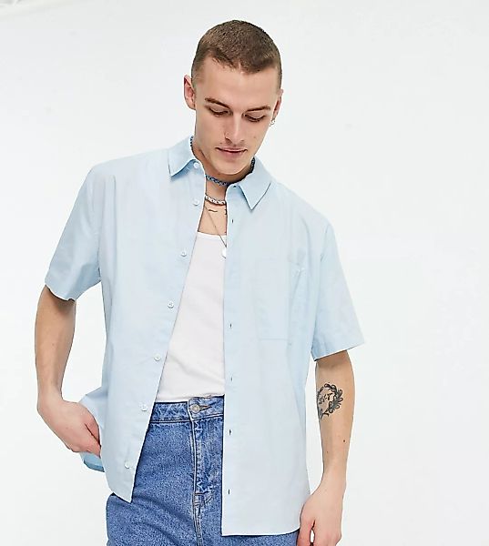 Reclaimed Vintage – Inspired – Kurzärmliges Oxfordhemd in Blau günstig online kaufen