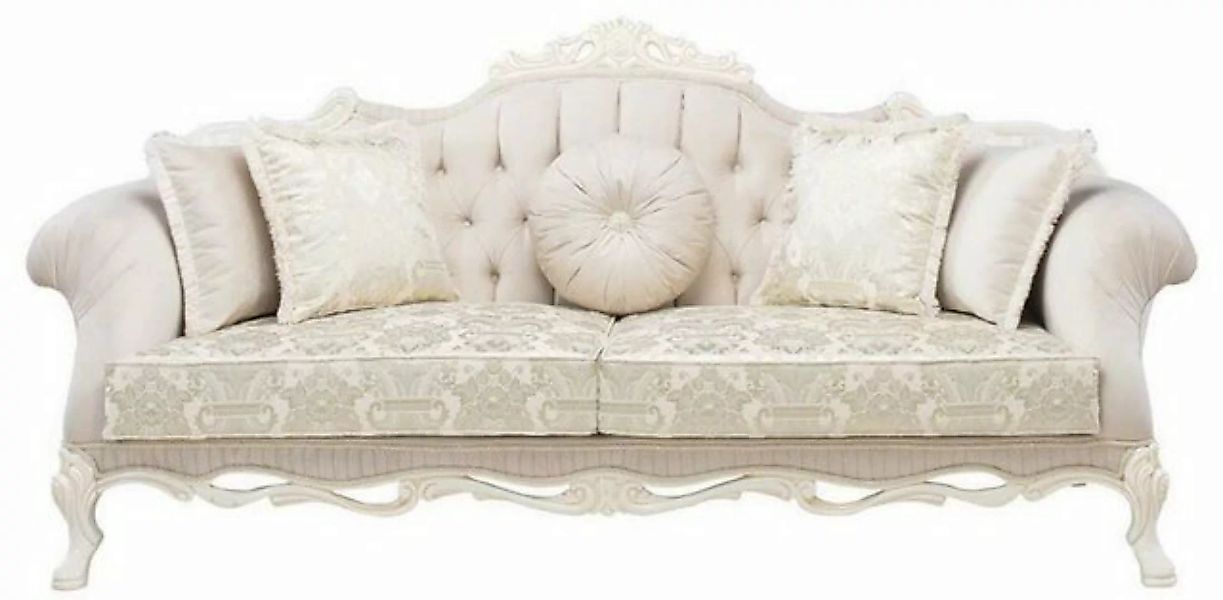 Casa Padrino Sofa Luxus Barock Wohnzimmer Sofa mit dekorativen Kissen Hellr günstig online kaufen