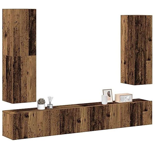 vidaXL Schrankmodule 4-tlg. TV-Schrank-Set Wandmontage Altholz-Optik Holzwe günstig online kaufen