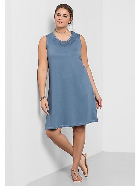 Sheego Jerseykleid Große Größen mit Smok-Einsatz günstig online kaufen