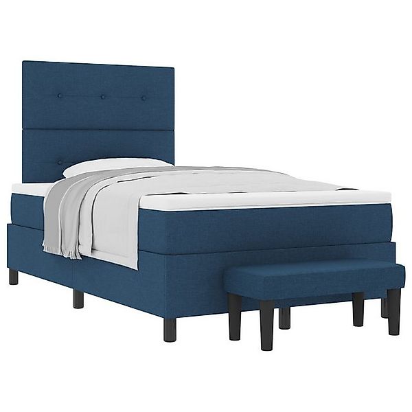 vidaXL Bett Boxspringbett mit Matratze & Bank Blau 120x190 cm Stoff (2-tlg) günstig online kaufen