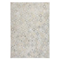 Patchwork Teppich aus Echtfell Creme Weiß und Silberfarben günstig online kaufen