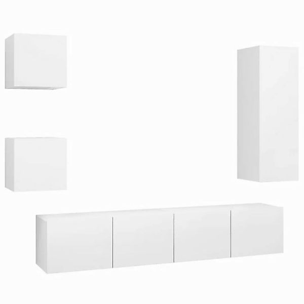 furnicato TV-Schrank 5-tlg. TV-Schrank-Set Weiß Holzwerkstoff (1-St) günstig online kaufen