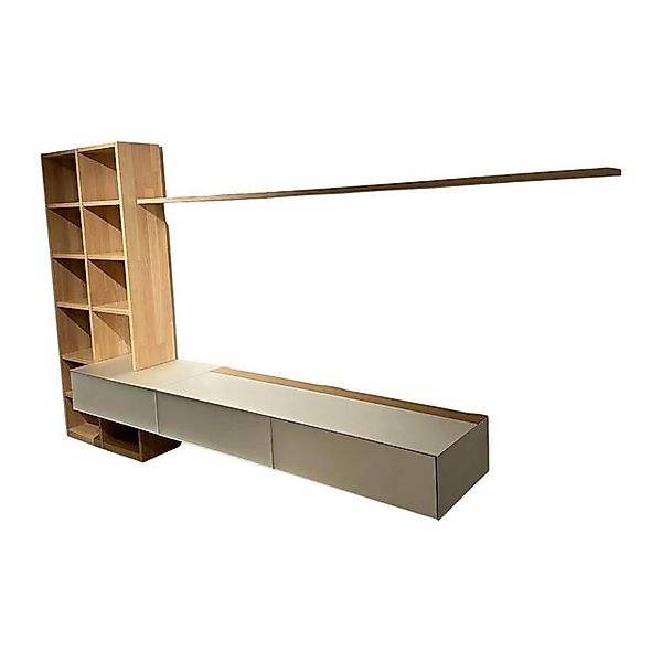 Team 7 Anbauschrank Wohwand In Eiche Weiß Geölt Fronten Glas Pearl Matt Inn günstig online kaufen
