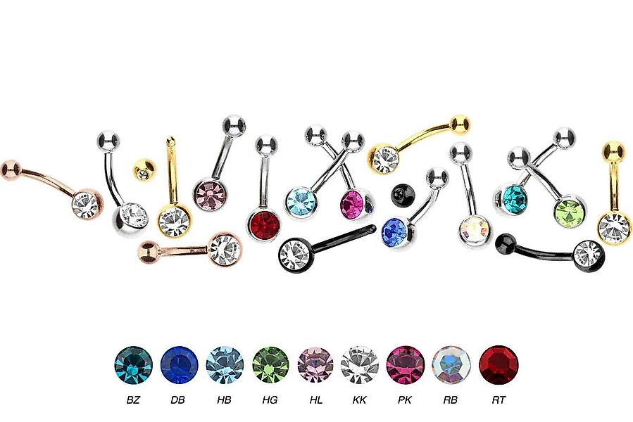 PIERCINGLINE Bauchnabelpiercing Chirurgenstahl Mini Bananabell KRISTALL günstig online kaufen