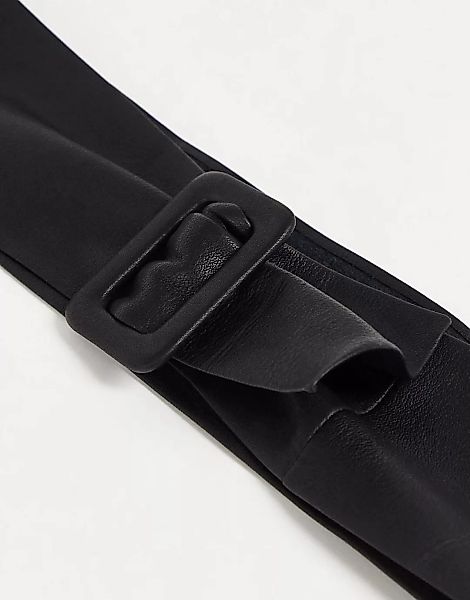 ASOS DESIGN – Breiter Taillengürtel aus Leder in Schwarz mit verdeckter Sch günstig online kaufen