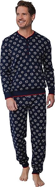 Pastunette Schlafanzug Herren Pyjama mit Fußbällen (2 tlg) Baumwolle günstig online kaufen