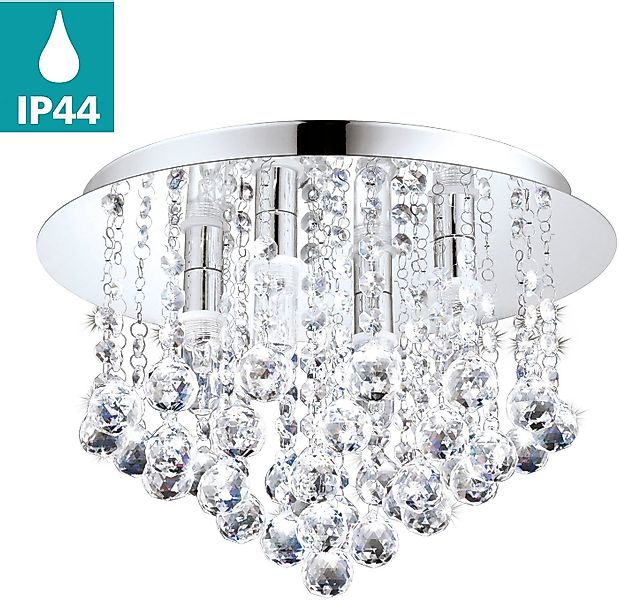 EGLO LED Deckenleuchte ALMONTE, LED wechselbar, Warmweiß, chrom / spritzwas günstig online kaufen