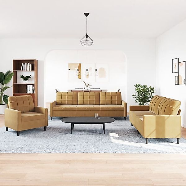 vidaXL Sofa 3-tlg. Sofagarnitur mit Kissen günstig online kaufen