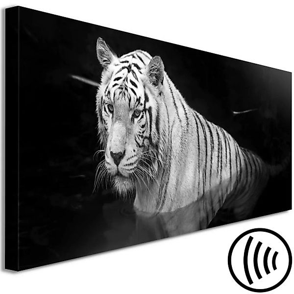 Leinwandbild Shining Tiger (1 Part) Black and White Narrow XXL günstig online kaufen